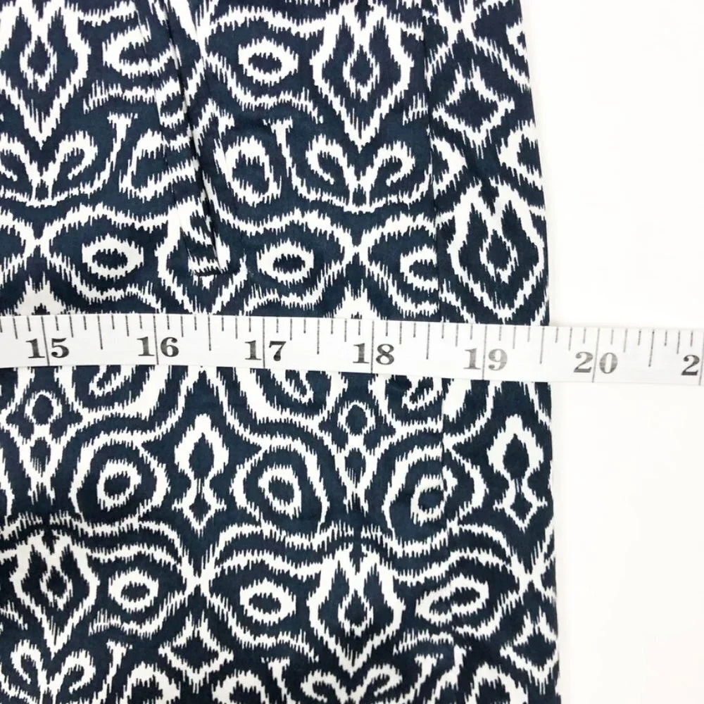 J. Crew Skirt Women's Size 8 Navy Blue White Ikat Print Mini